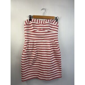 Charlotte Russe Sun Dress Women's Size M Pink/White Strapless Elastic No Belt